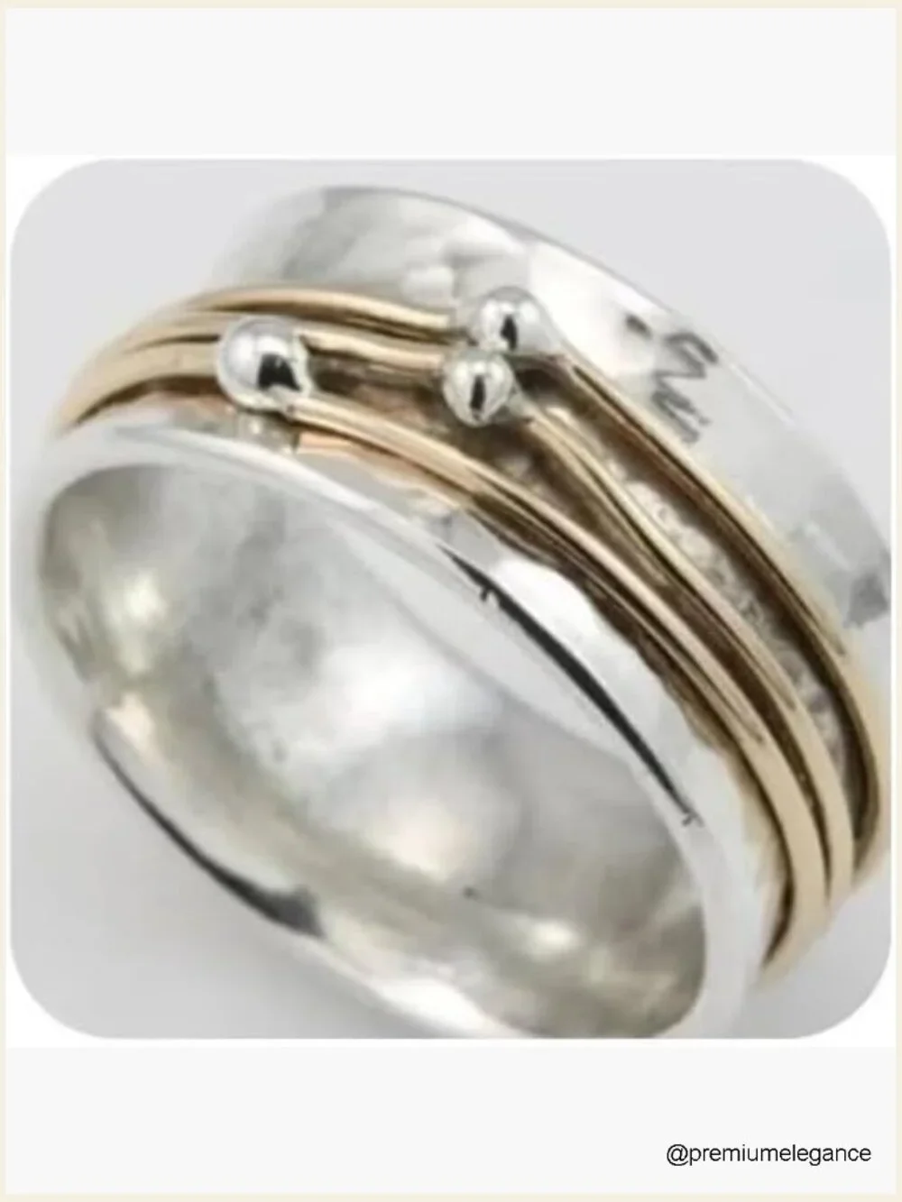 925 Sterling Silver Two-Tone Vintage Stackable Ring Size 9